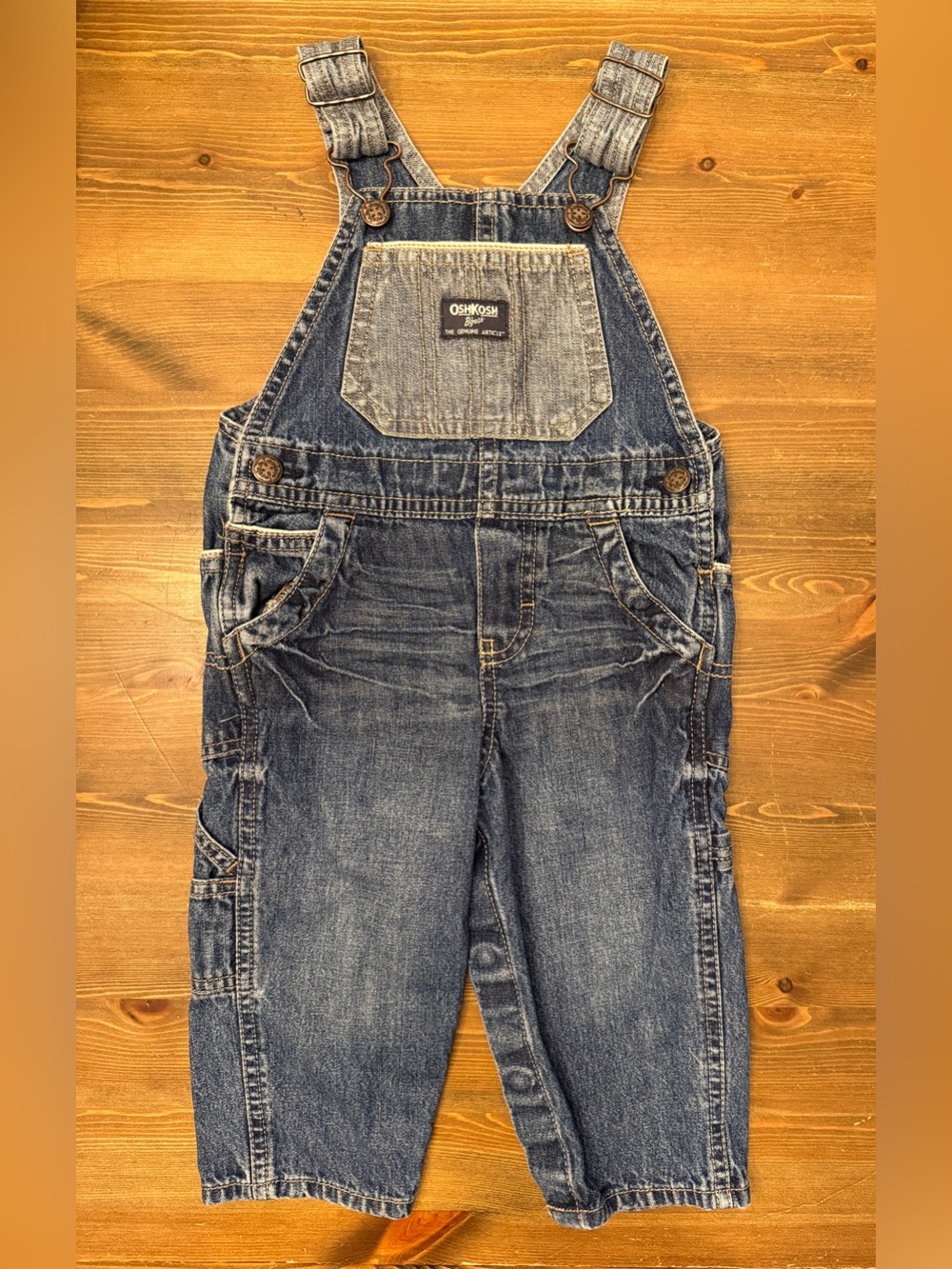 OshKosh B'gosh Infant Blue Denim Overalls (12M)